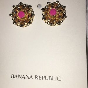 Gold and Pink Flower Earrings